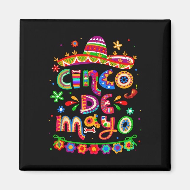 Aimant Cinco De Mayo Taco Mexicain Faisons la Fête Cinco  (Devant)