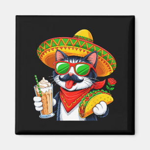 Aimant Cinco De Meow Drôle Chat Taco Mexicain Fête Party