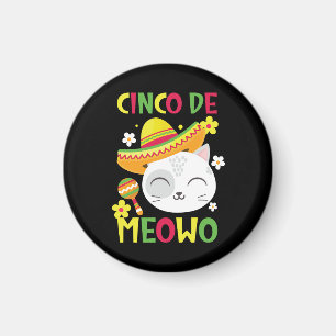 Aimant Cinco De Meowo, chat mexicain coloré et ludique