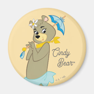 Aimant Cindy Bear tenant le parasol