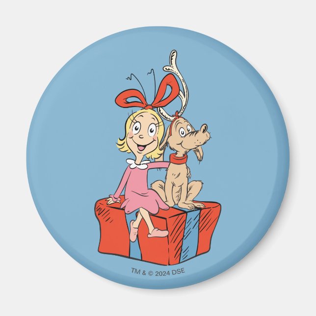 Aimant Cindy Lou Who et Max sur un cadeau (Devant)