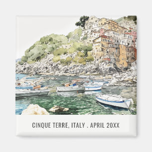 Aimant Cinque Terre Italie Mer Aquarelle Voyage italien