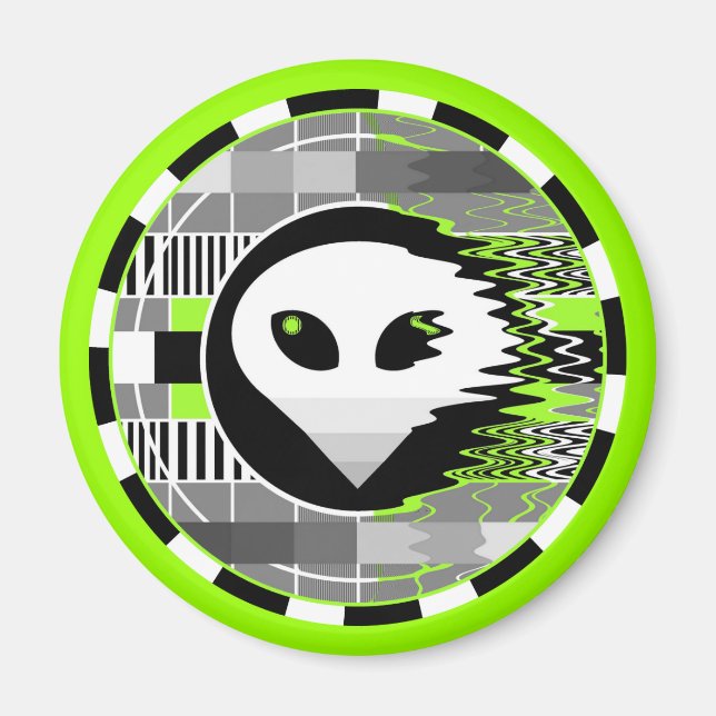 Aimant circulaire TV Alien (Devant)