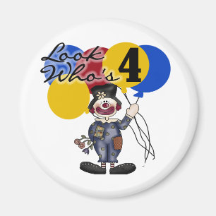 Aimant Circus Clown 4e Anniversaire Tshirts et cadeaux