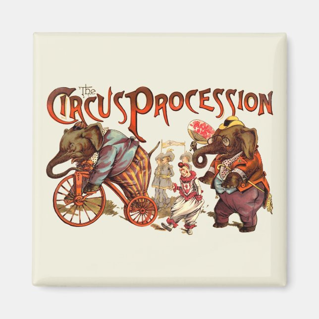 Aimant Cirque Procession Eléphant Art antique (Devant)