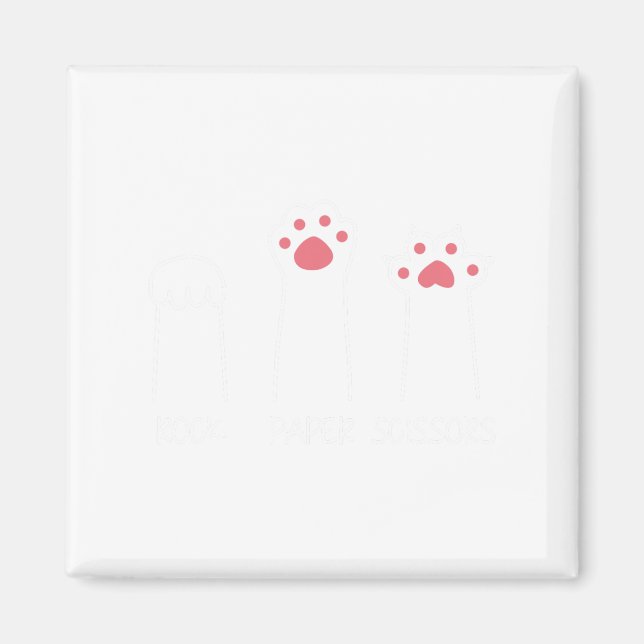 Aimant Ciseaux Papier Rocher Main Game Mème Animal Paw Ch (Devant)