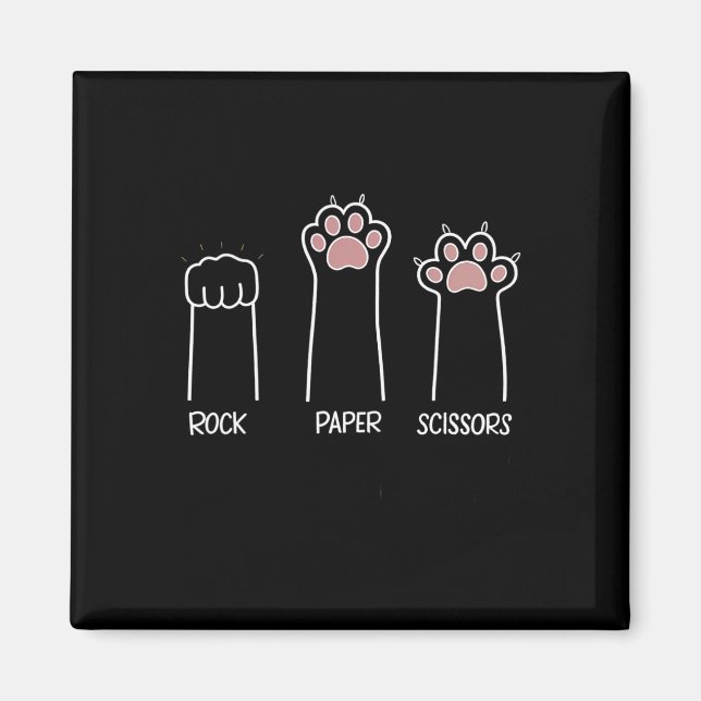 Aimant Ciseaux Papier Rocher Paw Game Chat Aimer Animal E (Devant)