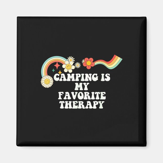 Aimant Citation cool groovy le camping est ma thérapie pr (Devant)