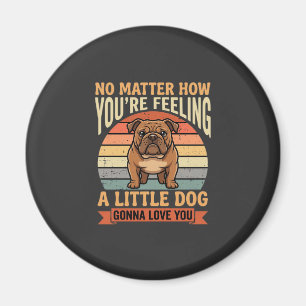 Aimant Citation d'amour de bouledogue drôle Rétro Chien