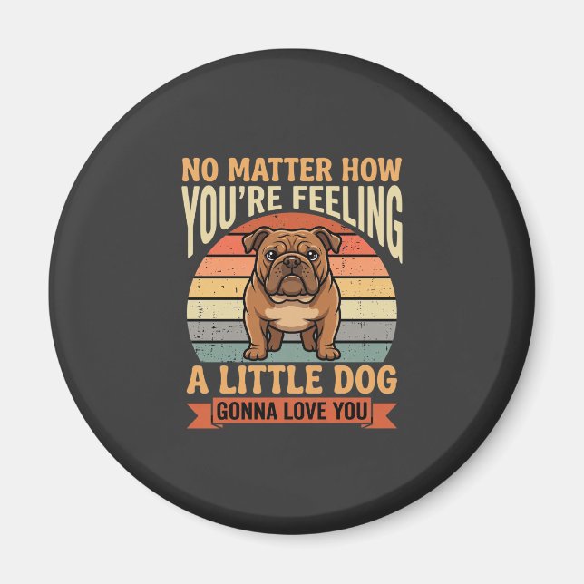 Aimant Citation d'amour de bouledogue drôle Rétro Chien (Devant)