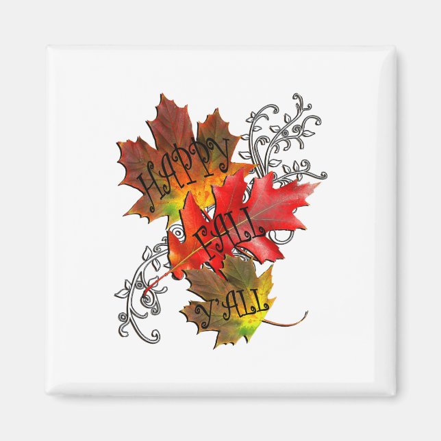 Aimant Citation d'automne Happy Fall Y'all (Devant)