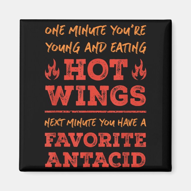 Aimant Citation de foodie drôle d'ailes chaudes BBQ Buffa (Devant)
