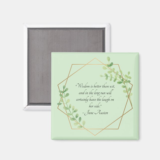 Aimant Citation de Jane Austen, Sagesse plutôt que Esprit (Recto/Verso)