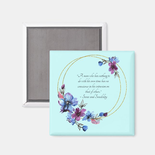Aimant Citation de Jane Austen sur le temps, Sense and Se (Recto/Verso)