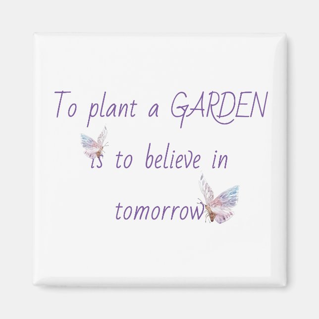 Aimant Citation de jardin inspirationnelle avec papillon (Devant)