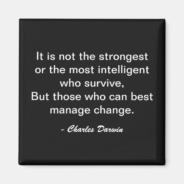 Aimant Citation de motivation de Charles Darwin pour surv (Devant)
