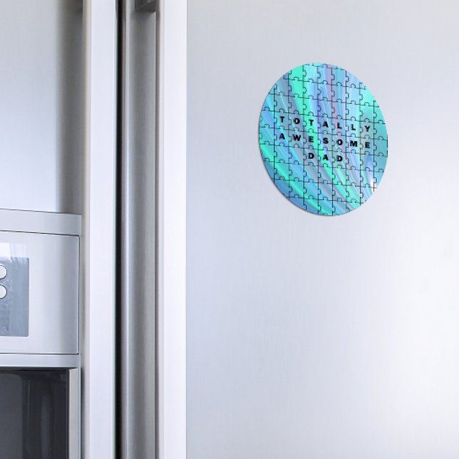 Aimant Citation de papa totalement génial Puzzle en bleu (Créateur téléchargé)