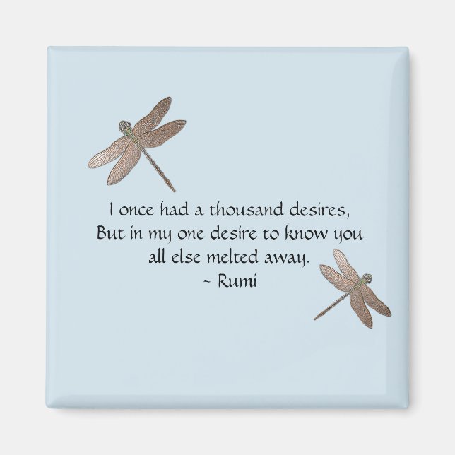 Aimant Citation de Rumi Desires et libellule (Devant)
