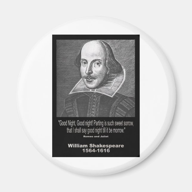 Aimant Citation de Shakespeare ~ Bonne nuit, Bonne nuit! (Devant)