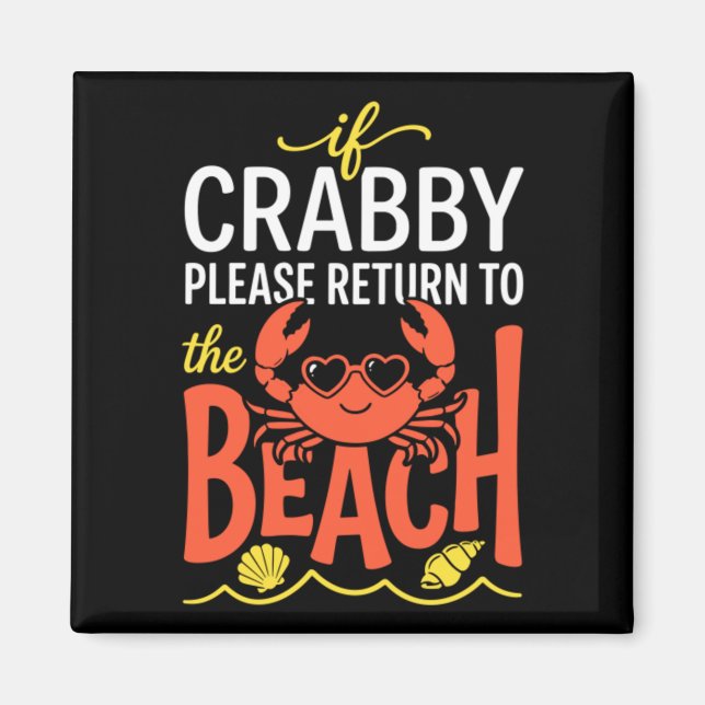 Aimant Citation de vacances à la plage de crabes mignons (Devant)