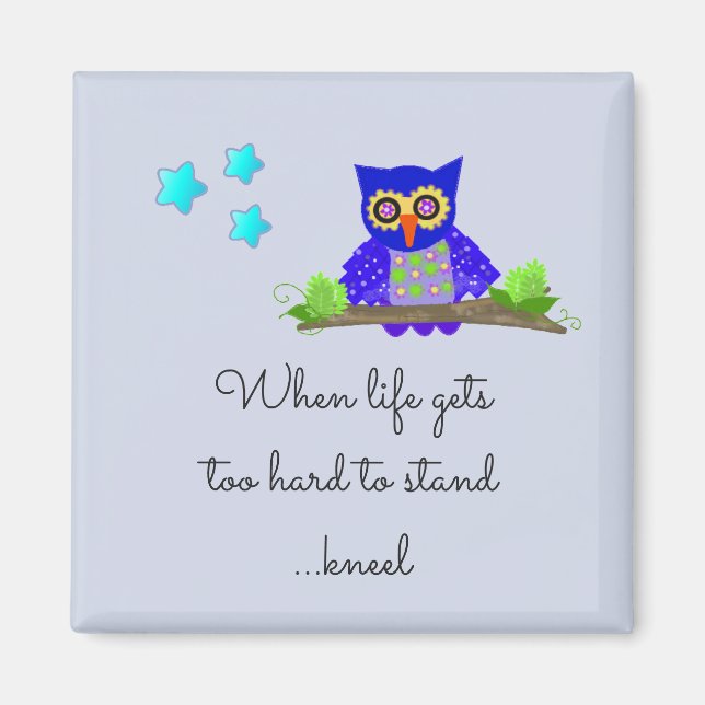 Aimant Citation de vie inspirante avec hibou (Devant)