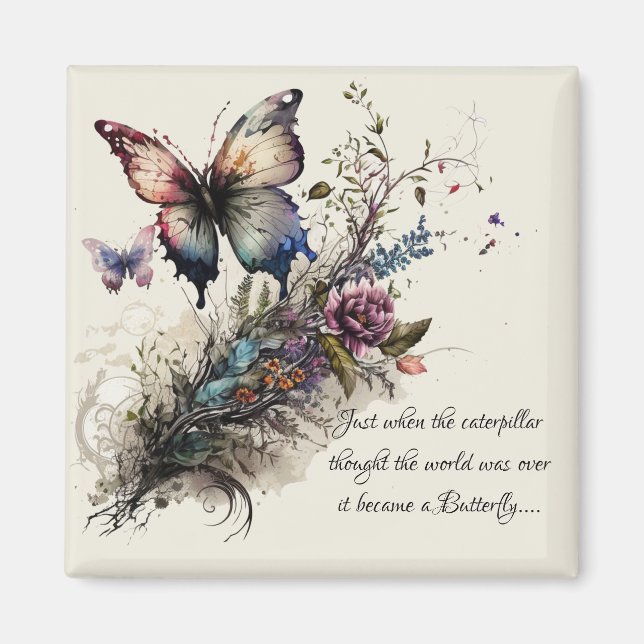 Aimant Citation d'encouragement pour papillon (Devant)