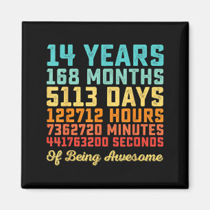 Aimant Citation drôle d'anniversaire 14 ans B-Day Math