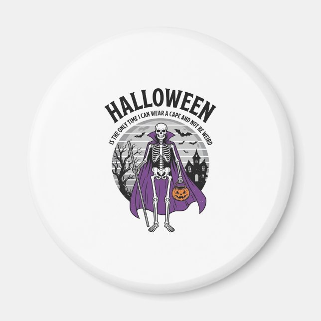 Aimant Citation drôle de cape d'Halloween de squelette De (Devant)