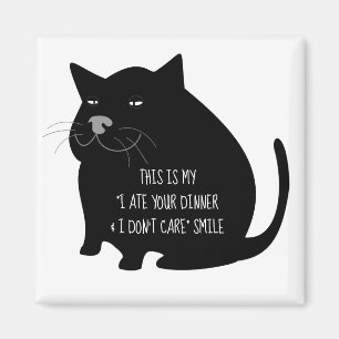 Aimant Citation drôle de chat noir gras et suffisant