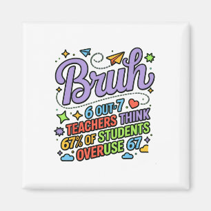 Aimant Citation drôle d'enseignant Bruh 6 enseignants sur