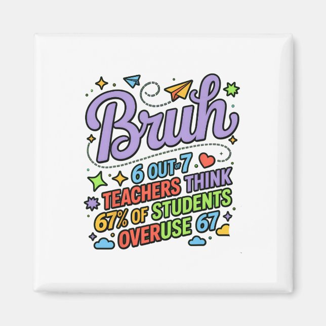 Aimant Citation drôle d'enseignant Bruh 6 enseignants sur (Devant)