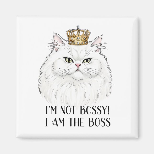 Aimant Citation du chat perse blanc amusant (Devant)