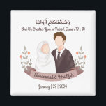 Aimant Citation du Coran musulman Mariage islamique Nikah<br><div class="desc">Musulman Citation du Coran Mariage islamique Nikah Nous créons ce design avec la caricature du couple de mariages musulmans sans visage (marié et marié) et une citation du Coran "wa khalaqnakum azwaaja" avec le sens " et nous vous avons créé par paires" de Surah An-Naba 78:18 Ce design pourrait facilement...</div>