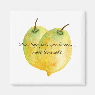 Aimant Citation inspirante de l'aquarelle de citrons