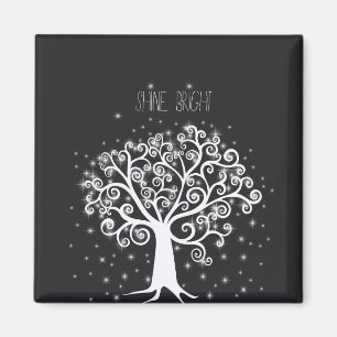 Aimant Citation Inspiration Noir Blanc brillant Arbre bri