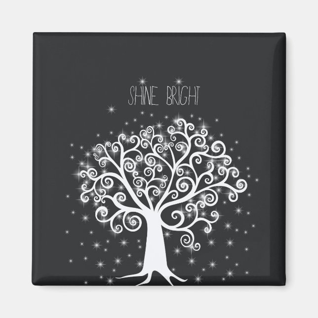 Aimant Citation Inspiration Noir Blanc brillant Arbre bri (Devant)