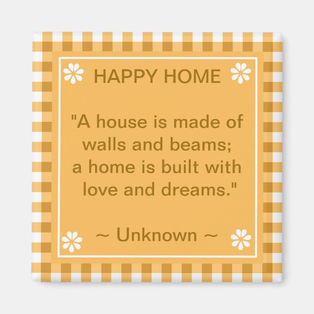 Aimant Citation Inspirationnelle - Happy Home (Devant)
