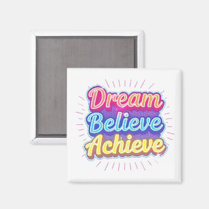 Aimant Citation motivationnelle néon 'Rêver croire réussi