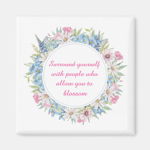 Aimant Citation Motivationnelle Pink Blanc Bleu Floral Wr