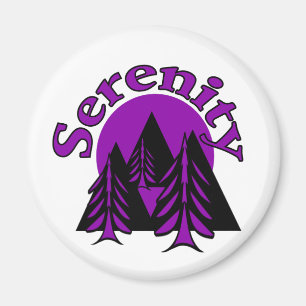 Aimant Citation Serenity Moderne Black Purple Lune Arbres