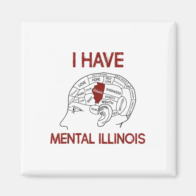 Aimant Citer les amoureux J'ai Mental Illinois (Devant)