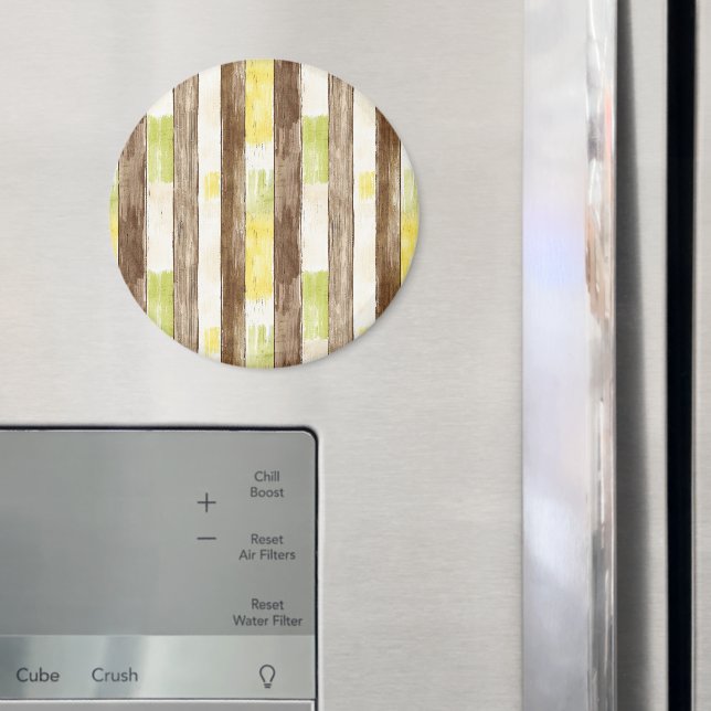Aimant Citron Citrus Jaune Lime Faux Bois Rayures   (In situ (réfrigérateur))