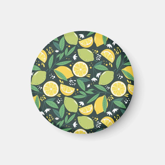 Aimant Citron et citron vert et Motif de fruits jaunes (Devant)