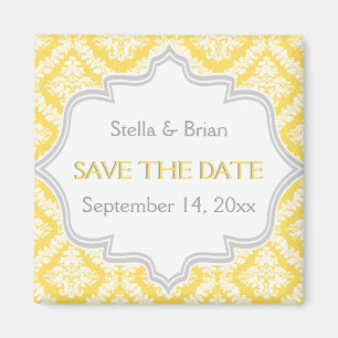 Aimant Citron jaune, gris mariage damassé Enregistrer la 