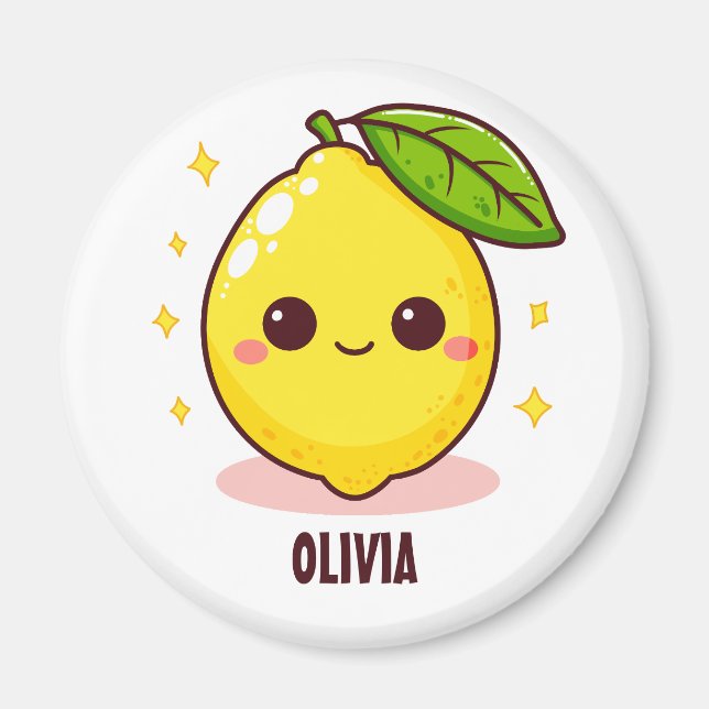 Aimant Citron Jaune Mignon Personnalisé (Devant)
