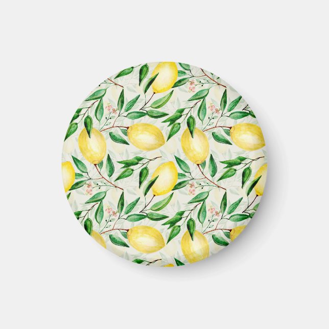 Aimant citrons aquarelle, motif de fruits sans soudure. (Devant)