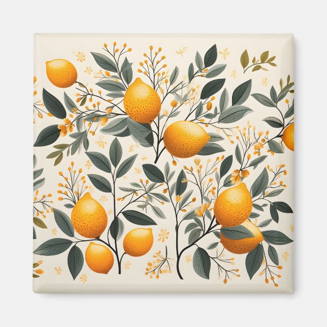 Aimant Citrons Et Citrus D'Été Motif Frais (Devant)