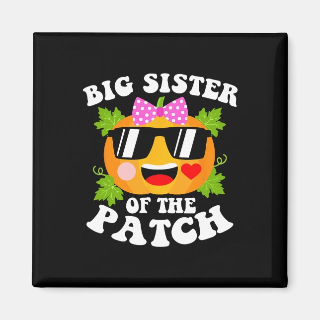 Aimant Citrouille Big Soeur Du Patch Fun Halloween Fami (Devant)