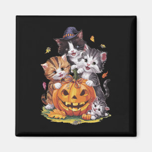 Aimant Citrouille Chat Halloween Floral Saison Éffrayante