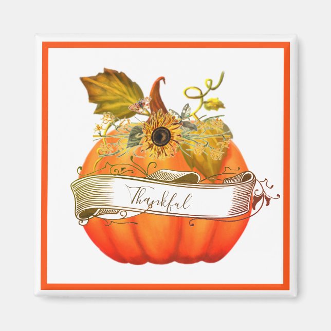 Aimant Citrouille d'automne personnalisable  (Devant)